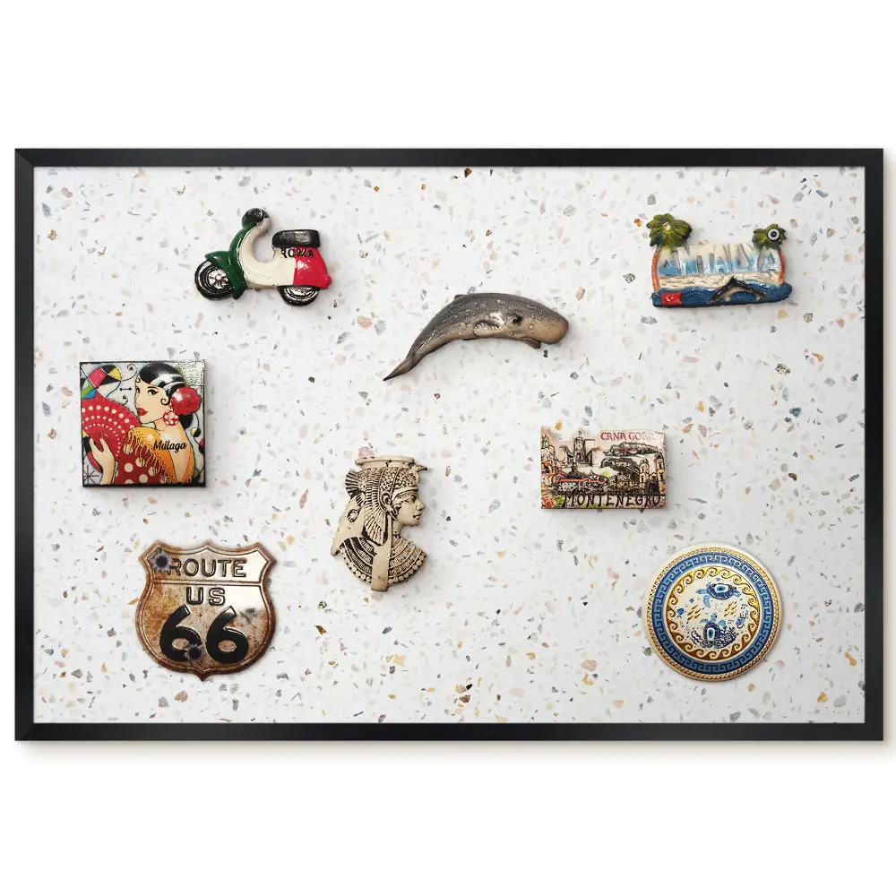 Tablă magnetică de perete imprimată cu model terrazzo alb bej gri