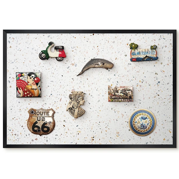 Tablă magnetică de perete imprimată cu model terrazzo alb bej gri