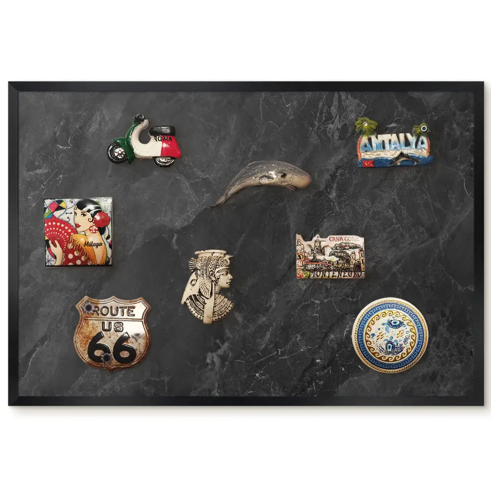 Panou magnetic înrămat cu model de marmură