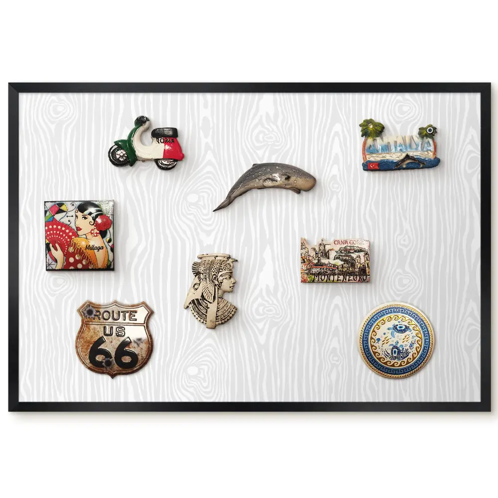 Tablă magnetică de perete cu imprimeu decorativ aspect lemn pentru interioare moderne