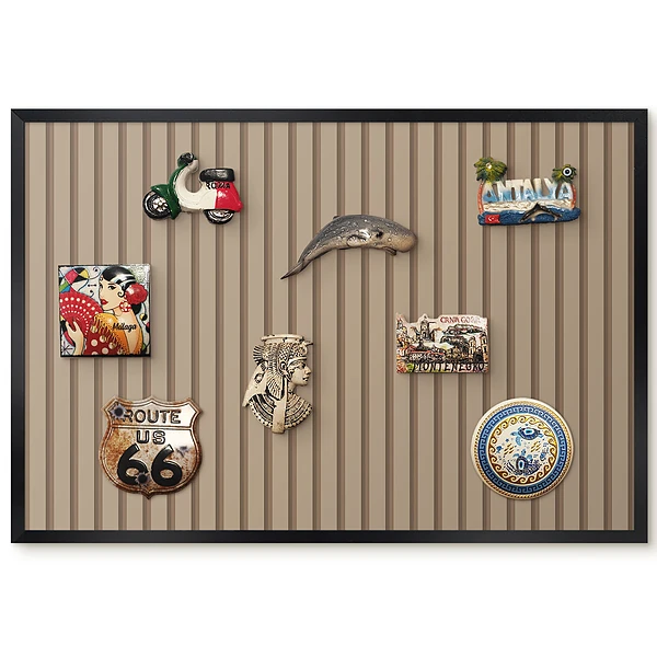Panou magnetic înrămat cu design minimalist linii verticale calde pentru magneți