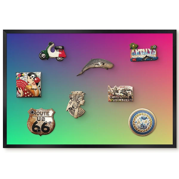 Panou magnetic înrămat cu design multicolor tip curcubeu