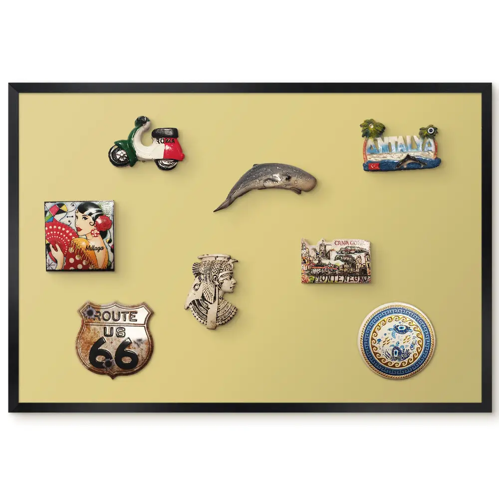 Panou magnetic înrămat cu design galben cald pentru magneți