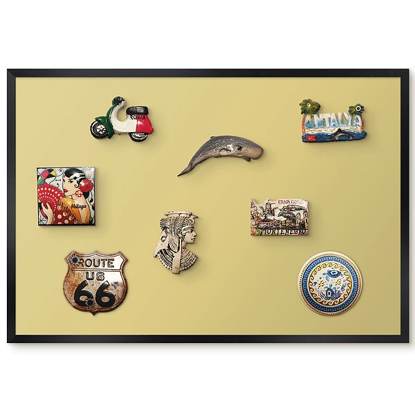 Panou magnetic înrămat cu design galben cald pentru magneți