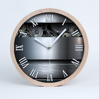 Ceas de perete din lemn Abstracția Angrenajelor