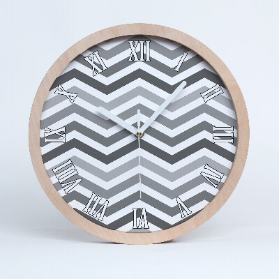 Ceas de perete lemn Zigzaguri Gri