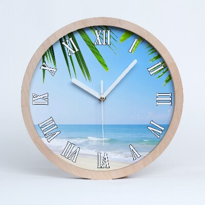 Ceas perete din lemn Plaja Tropicala