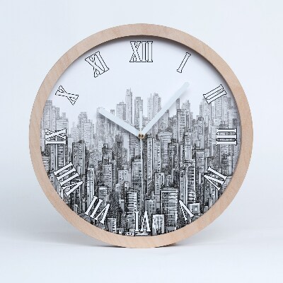 Ceas de perete lemn Zgârie-Nori