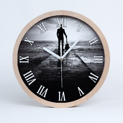 Ceas de lemn de perete Chitarist Pe Dig