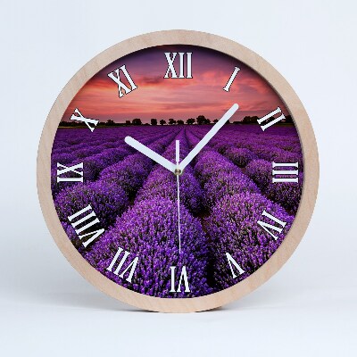Ceas de lemn de perete Câmp De Lavandă