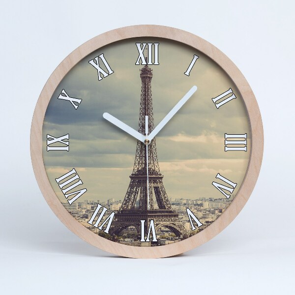 Ceas de perete din lemn Turnul Eiffel Paris