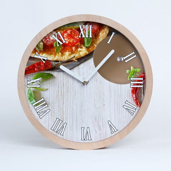 Ceas perete din lemn Pizza