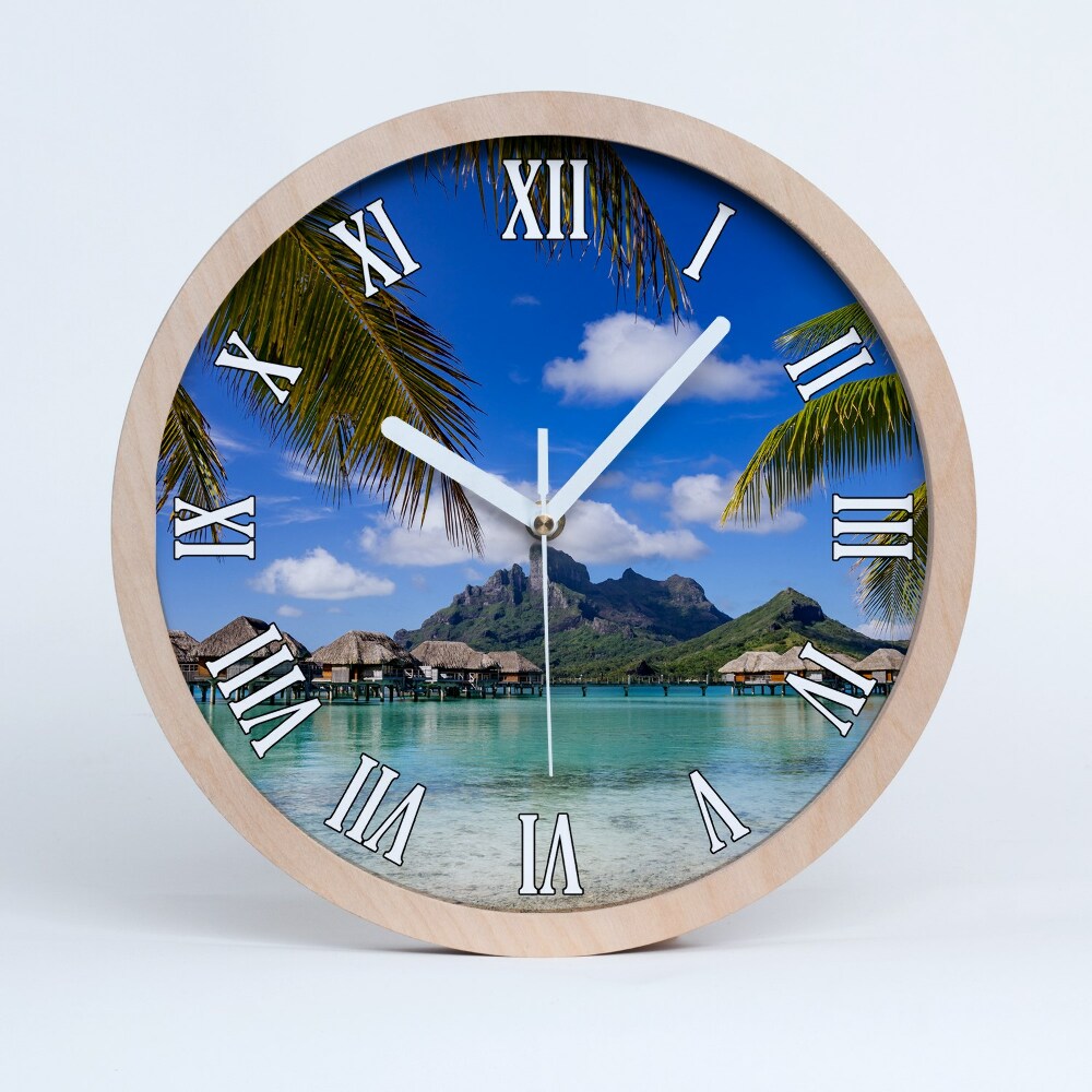 Ceas perete din lemn Palmieri În Bora Bora