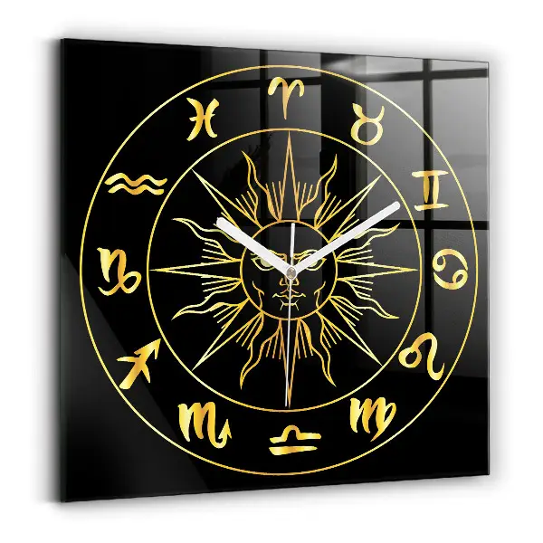 Ceas pătrat de perete din sticlă Semnele zodiacale