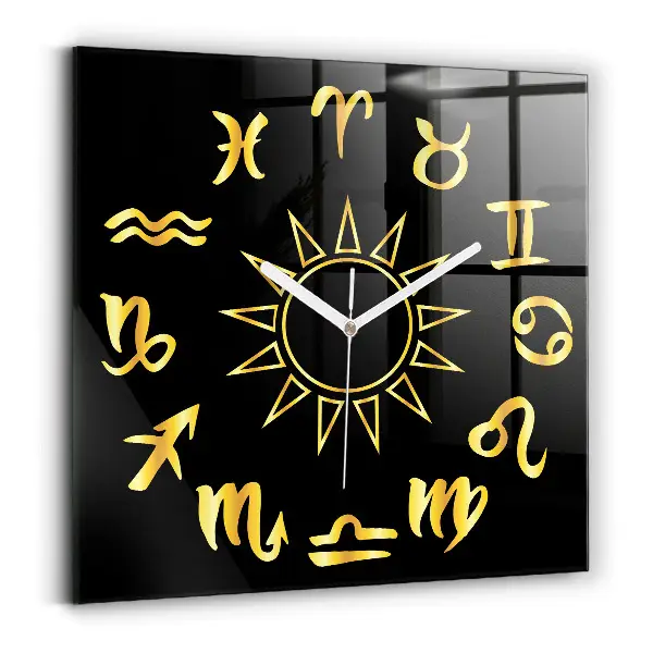 Ceas din sticlă pătrat Semnele zodiacale
