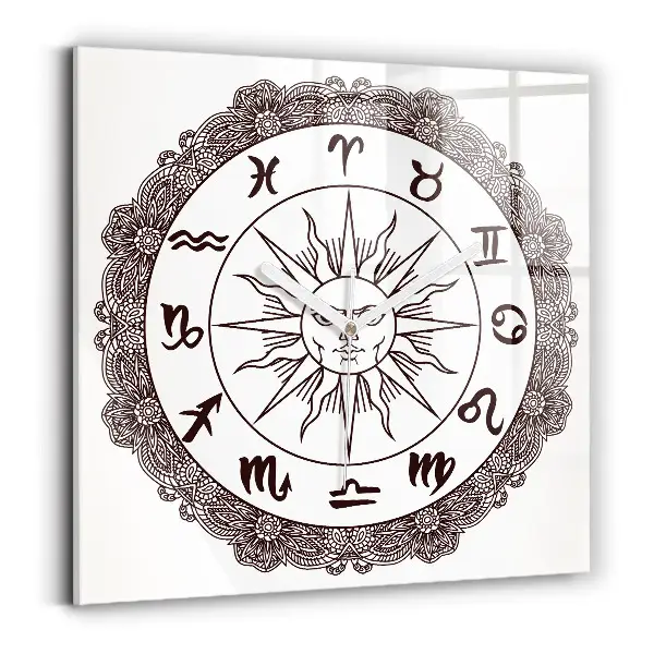 Ceas de sticlă pe perete pătrat Semne zodiacale decorative