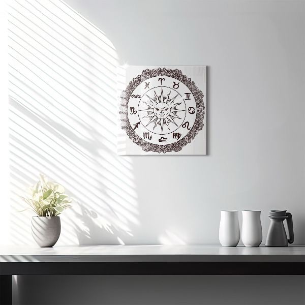 Ceas de sticlă pe perete pătrat Semne zodiacale decorative