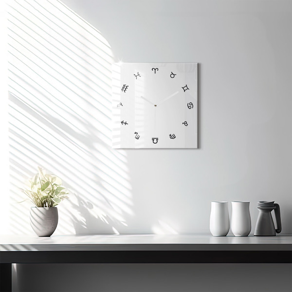 Ceas de sticlă pe perete pătrat Zodiac minimalist