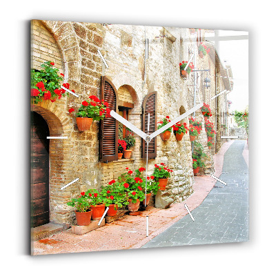 Ceas perete din sticlă pătrat Stradă pitorească