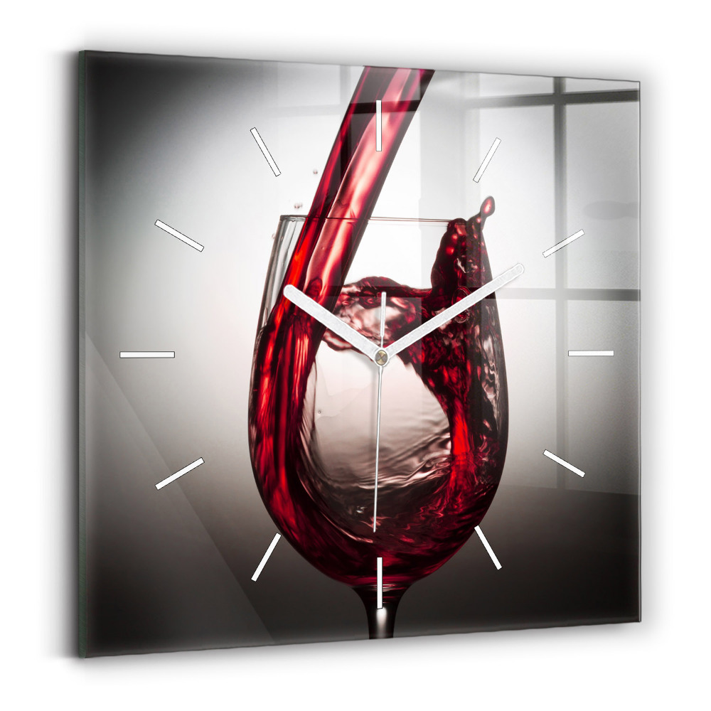 Ceas perete din sticlă pătrat Pahar de vin