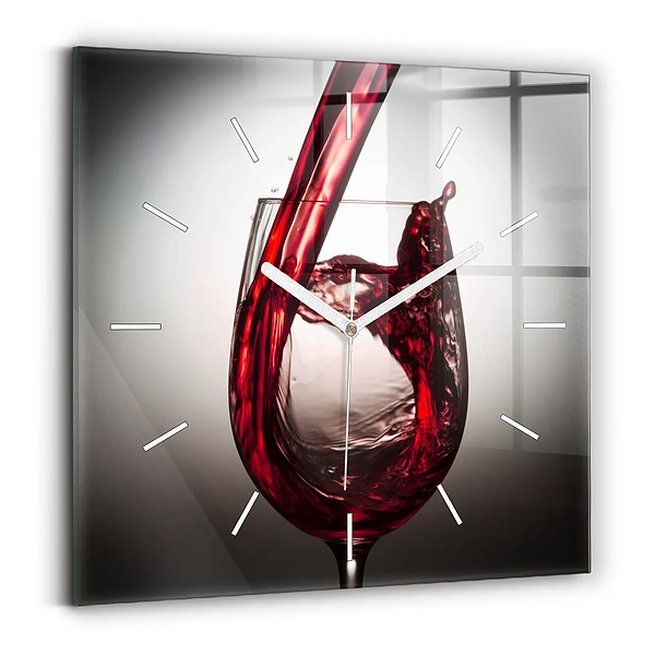 Ceas perete din sticlă pătrat Pahar de vin