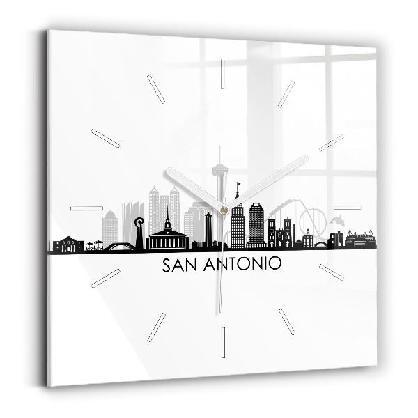 Ceas perete din sticlă pătrat Orașul San Antonio Texas