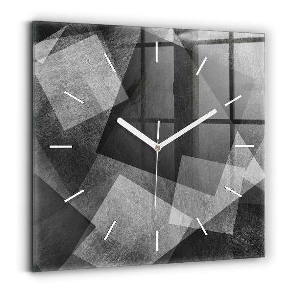 Ceas perete din sticlă pătrat Abstracția geometrică