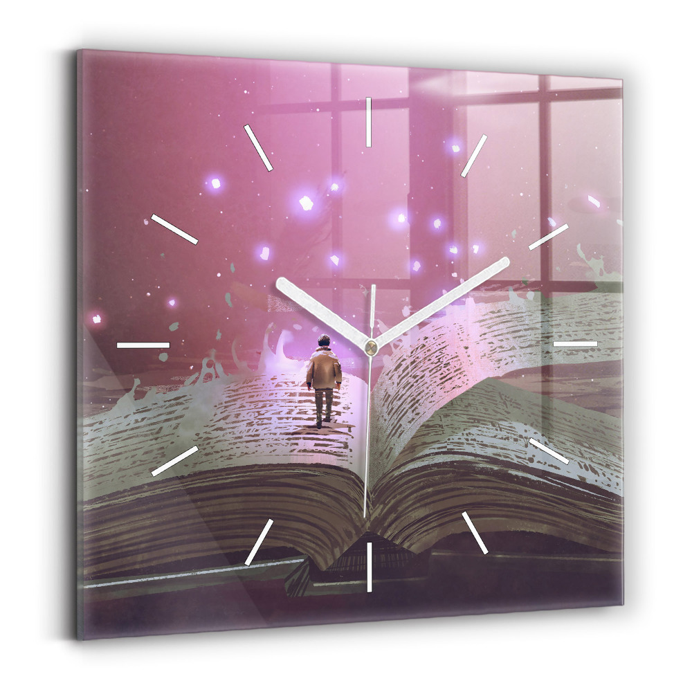 Ceas din sticlă pătrat Carte abstractă