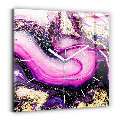 Ceas perete din sticlă pătrat Abstracția din marmură