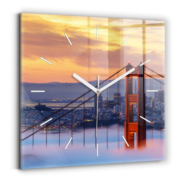Ceas perete din sticlă pătrat Pod din San Francisco