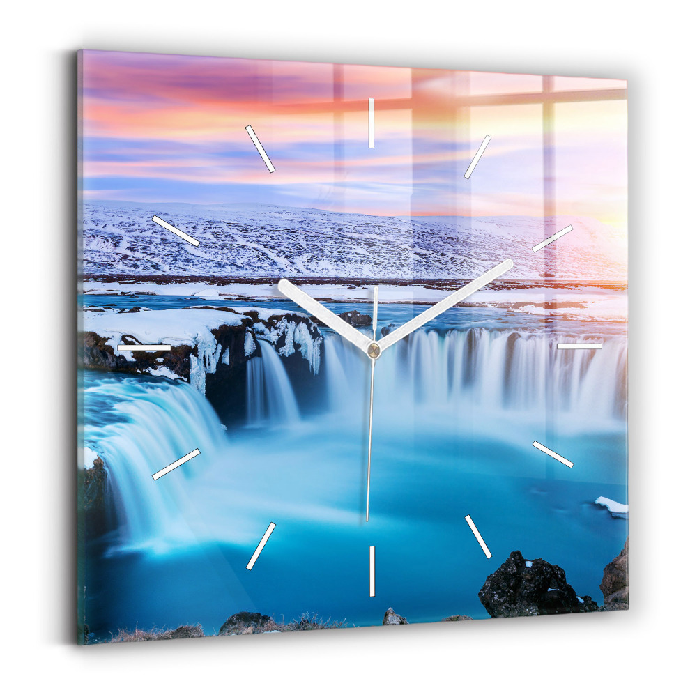 Ceas din sticlă pătrat Cascada Godafoss Islanda