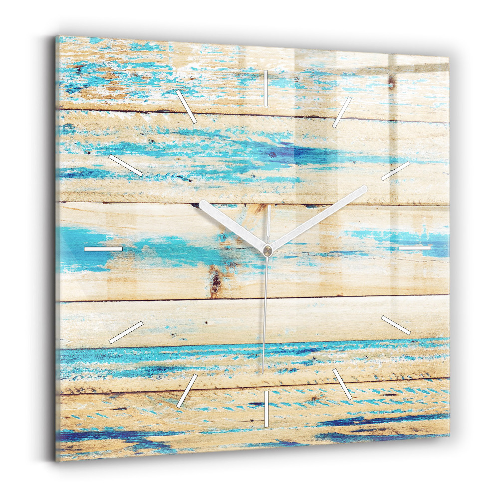 Ceas din sticlă pătrat Lemn zgâriat