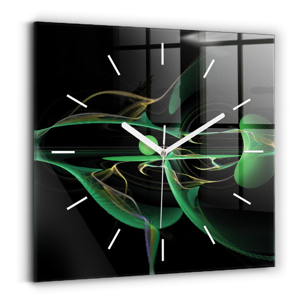 Ceas din sticlă pătrat Abstracția verde
