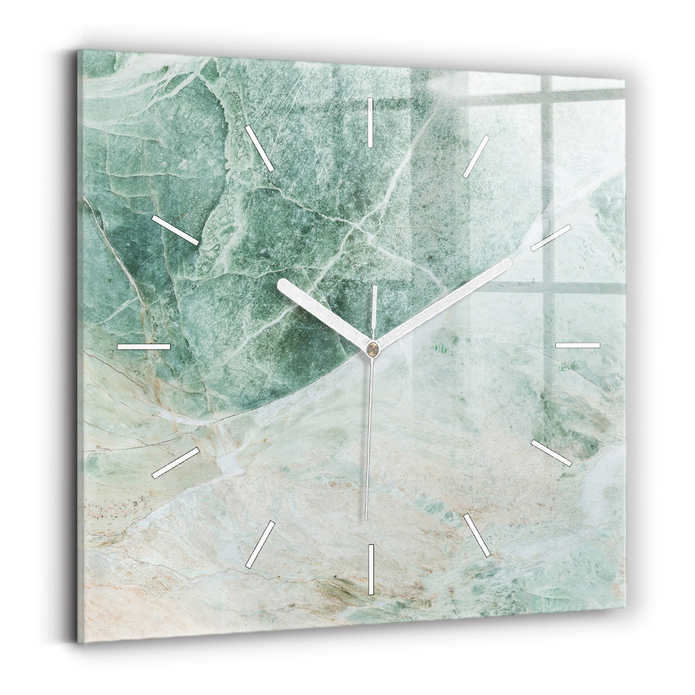 Ceas de sticlă pe perete pătrat Textura de piatră de marmură