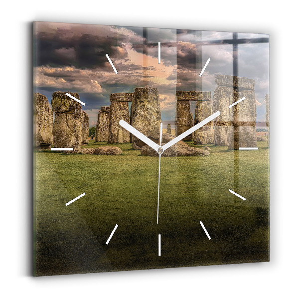 Ceas de sticlă pe perete pătrat Stonehenge Nimbostratus