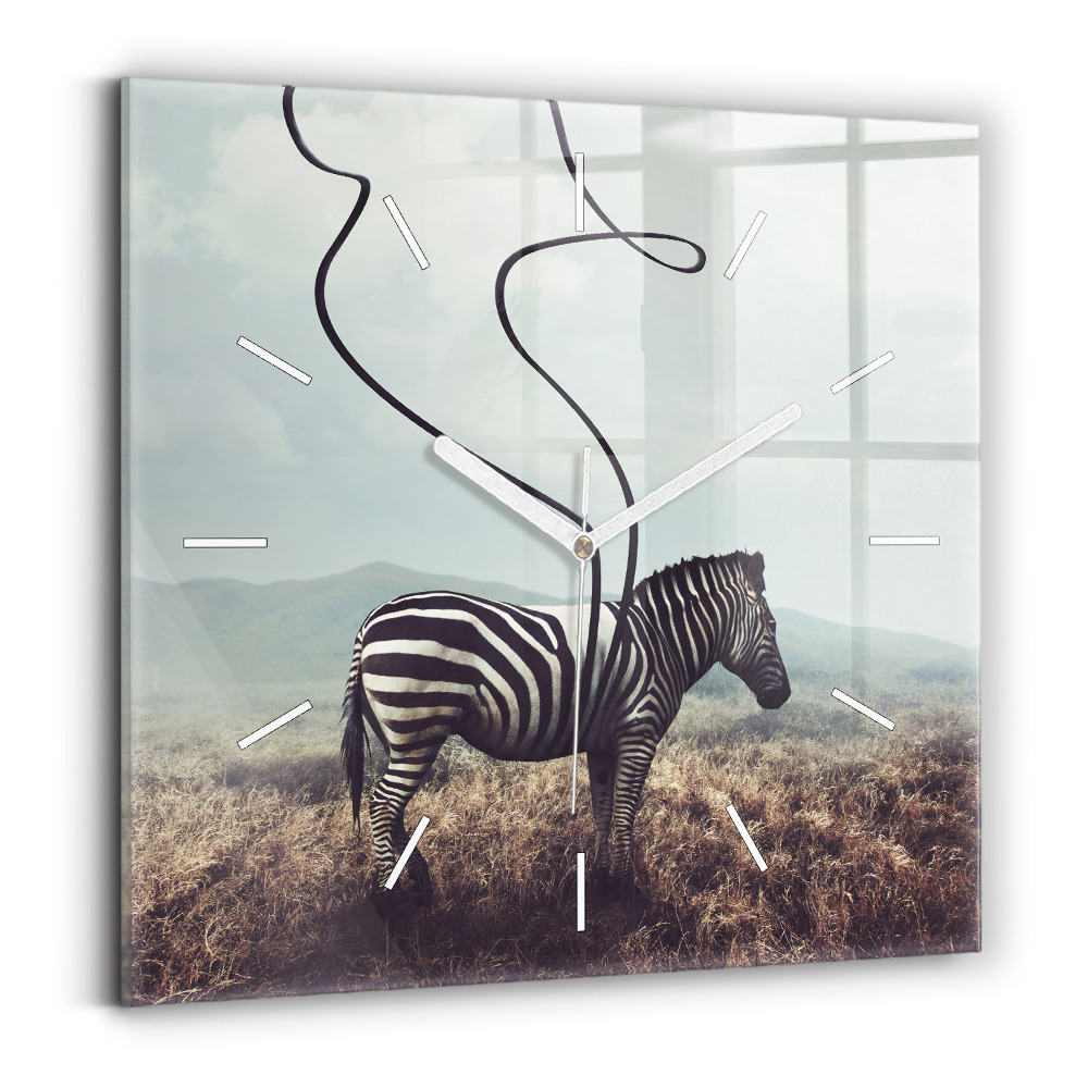 Ceas din sticlă pătrat Zebra – Abstracție