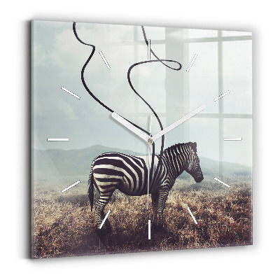 Ceas din sticlă pătrat Zebra – Abstracție