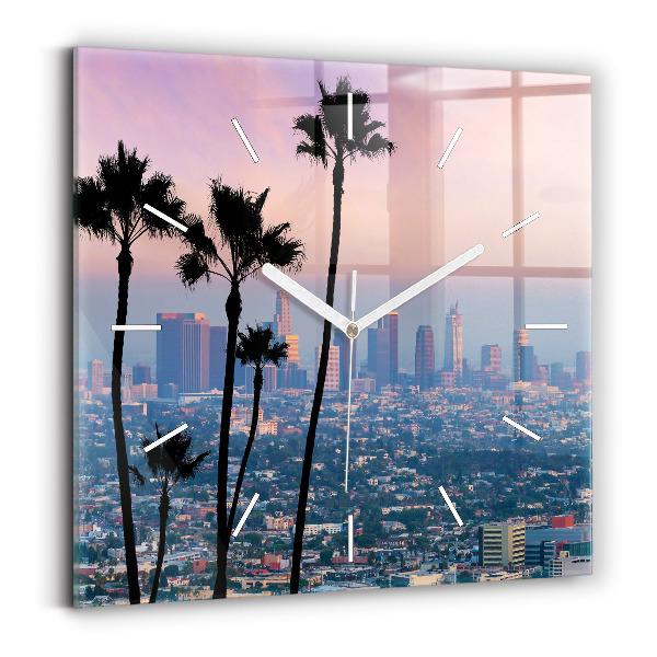 Ceas din sticlă pătrat Apus de soare din Los Angeles