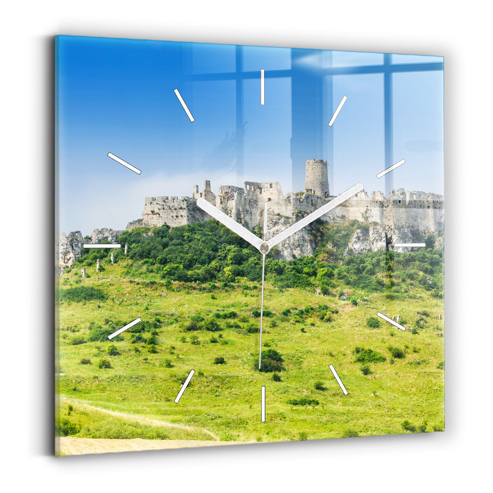 Ceas perete din sticlă pătrat Castelul Spiš din Slovacia