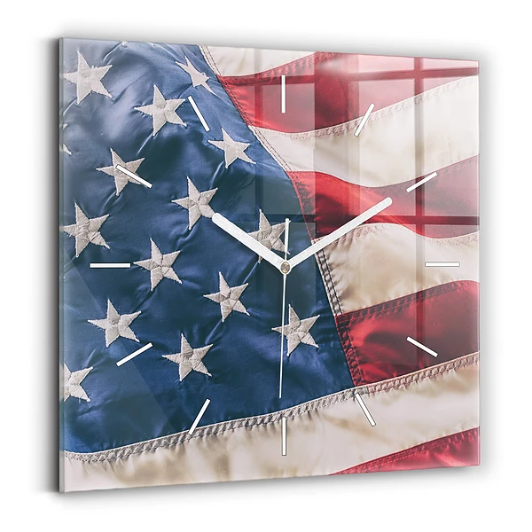 Ceas de sticlă pe perete pătrat steagul american