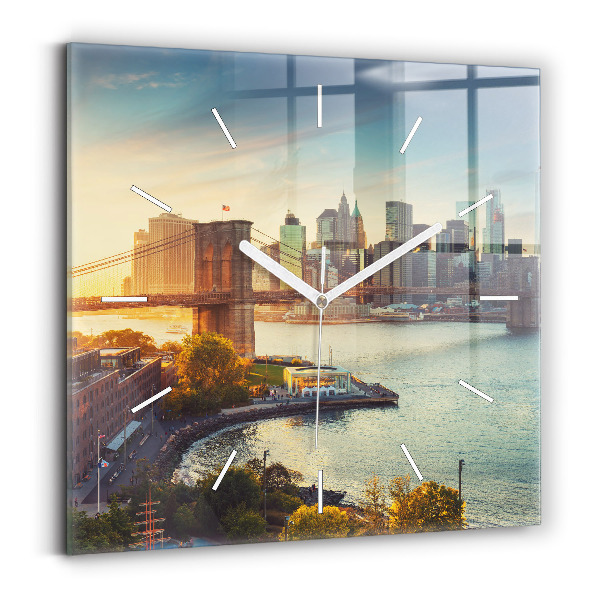 Ceas perete din sticlă pătrat New York Manhattan
