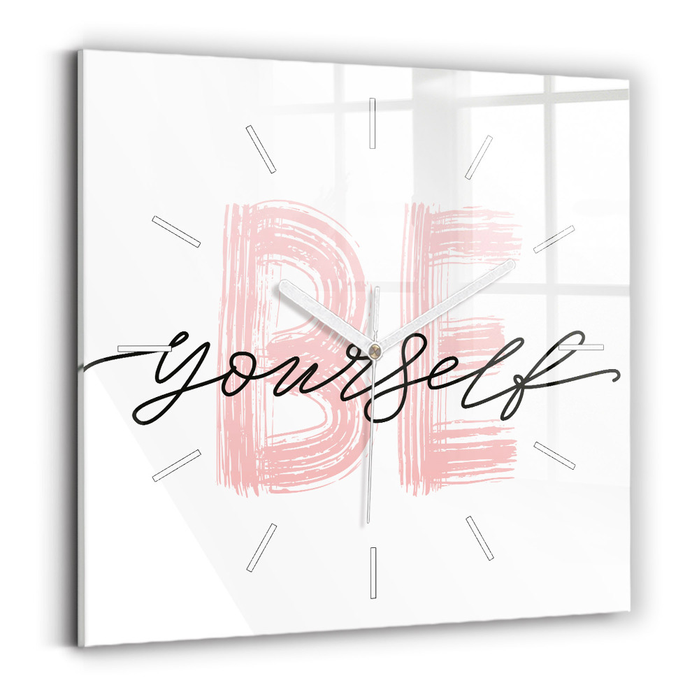 Ceas de sticlă pe perete pătrat Inscripția Fii tu însuți