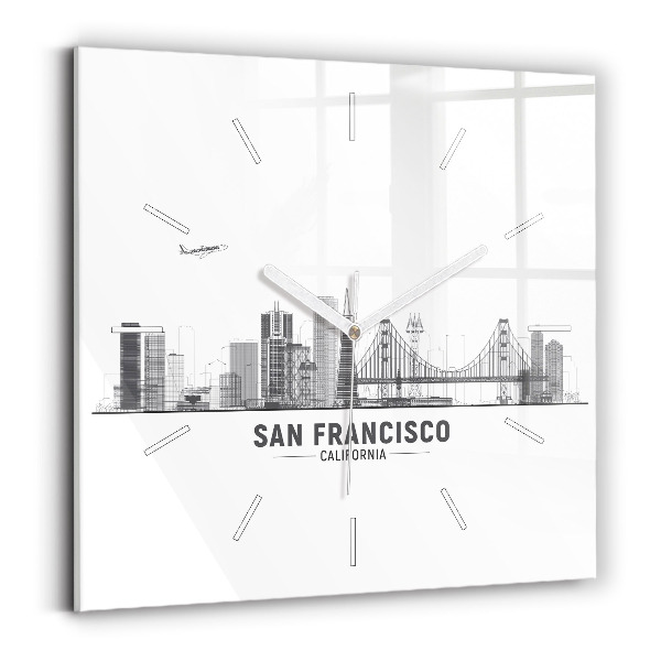 Ceas din sticlă pătrat Panorama San Francisco