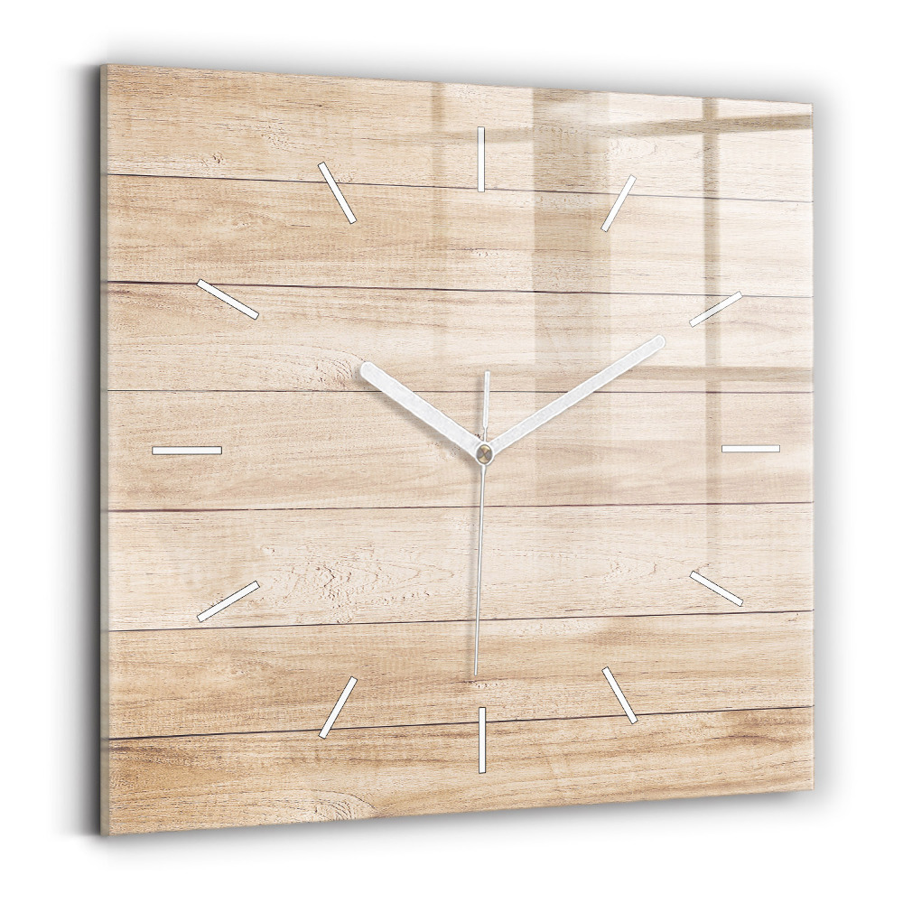 Ceas din sticlă pătrat Textura din lemn
