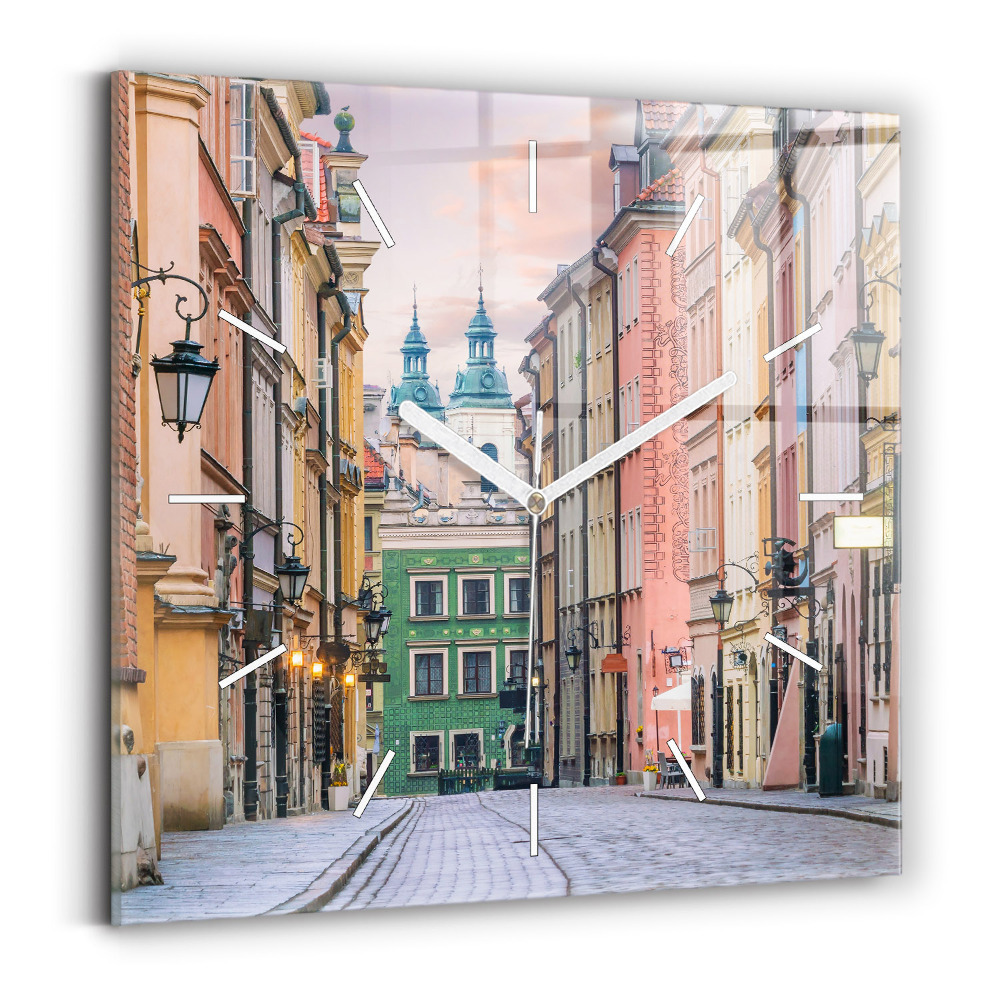 Ceas de sticlă pe perete pătrat Orașul vechi din Varșovia