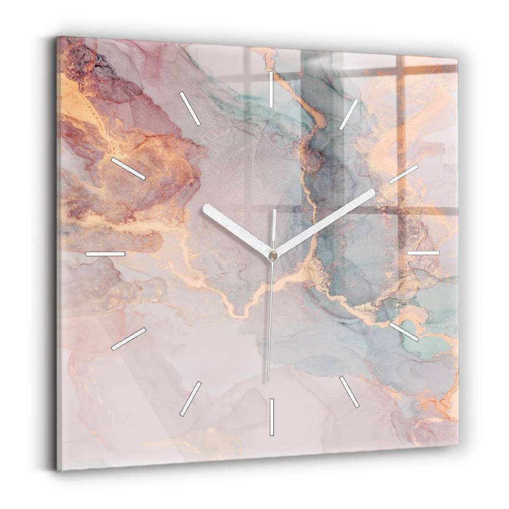 Ceas din sticlă pătrat Textura marmură