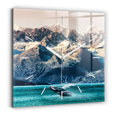 Ceas perete din sticlă pătrat Balena de apă