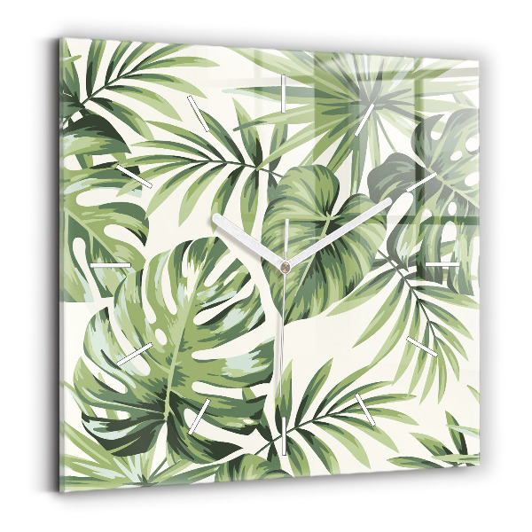 Ceas de sticlă pe perete pătrat Model tropical