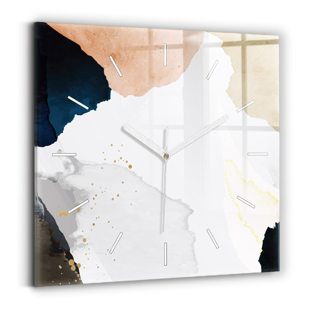 Ceas perete din sticlă pătrat Pete de abstracție