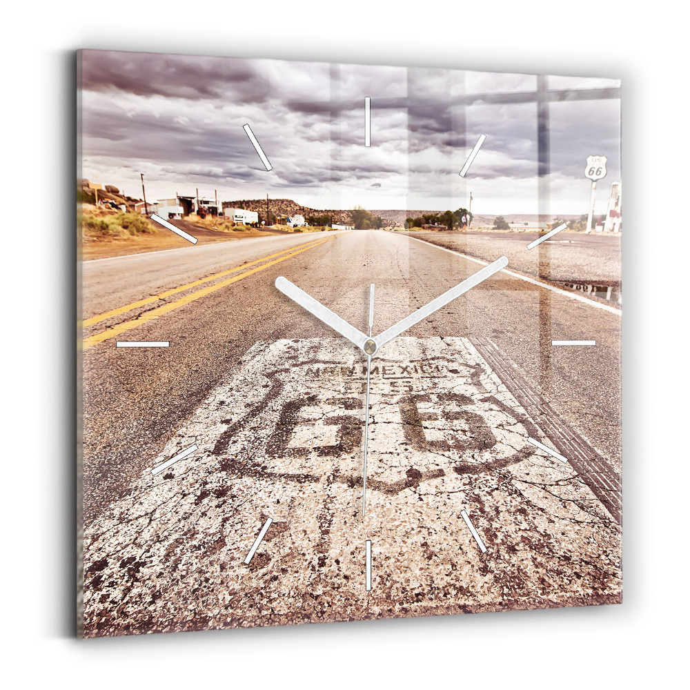 Ceas perete din sticlă pătrat Route 66 SUA
